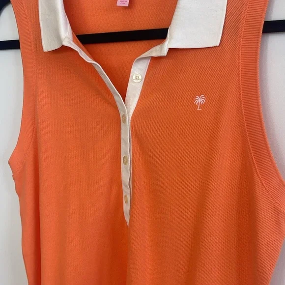 Lilly Pulitzer Orange Sleeveless Polo Top Size L - Picture 3 of 3